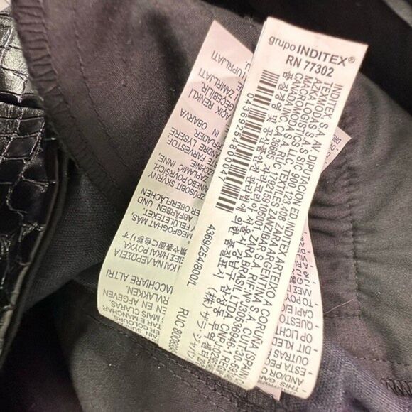 New Zara Faux Leather Croc Embossed Pants Size L - Picture 12 of 12